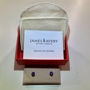 BRAND NEW James Avery Amethyst Birthstone Earrings With Sterling Silver